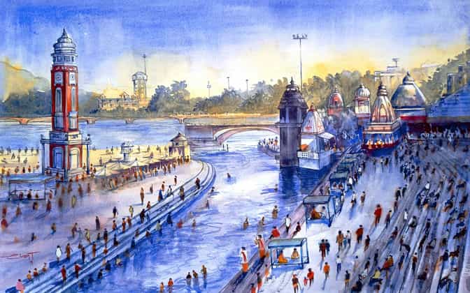 watercolor templescapes by Chanda Dobriyal